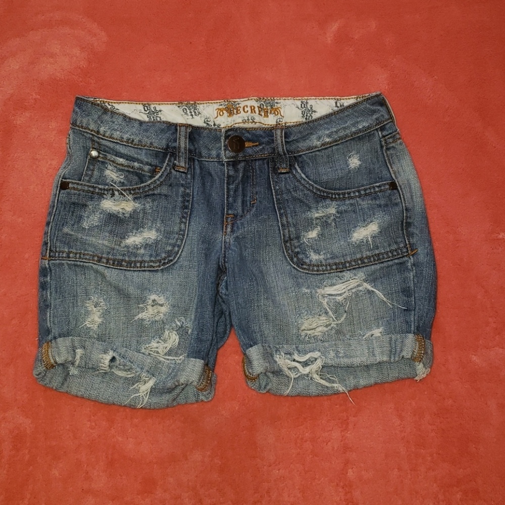 Distressed Denim Shorts